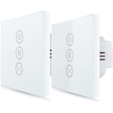 2x Interrupteur Volet Roulant Connecté, Ouverture Réglable, Commutateur Rideau Stores WiFi, Compatible avec Alexa Google Home pour Commande Vocale, Minuterie Intelligent Moteur Mural