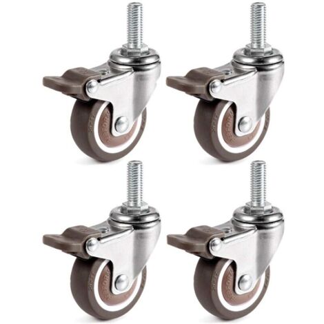 ZVD-4 Pièces Roues Pivotantes, 25mm M6 x 15mm Pole Roulettes de Meubles pour Chariots-