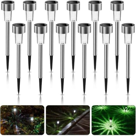 ZVD-12 pcs lampes solaires d'extérieur pour jardin, éclairage solaire, lampes solaires au sol en acier inoxydable étanches IP65, éclairage d'allée, villa, pelouse (1/4)