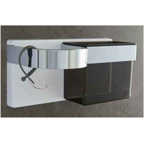 ZVD-Support Sèche Cheveux Auto-Adhésif Mural Porte Lisseur avec Rangement ABS Tenue Brosses à Cheveux et Accessoires de Coiffure Adhésif Fort avec Attache de Câble Silicone (1/4)