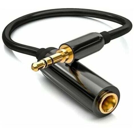 ZVD- Cable Adaptateur Jack Stéréo 3,5 mm vers Jack 6,35 mm Femelle Connecteur Plaqué Or Boîtier Aluminium pour Casques, Ordinateurs Portables, Guitares, Pianos 30 cm (1/4)