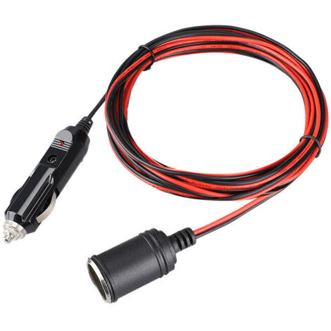Câble D’Extension pour Allume Cigare,3.7M 12V-24V DC,20AWG Prise Câble d'Extension pour Allume Cigare étanche avec Fusible 15A pour Moto Bateau Réfrigérateur électriques Voiture (1/4)