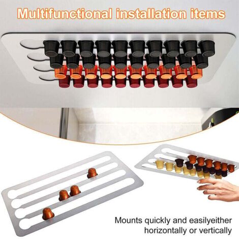 Tiroir Rangement Capsules Café Dolce Gusto Vertuoline - Porte Capsules 36 Emplacements, Organisateur En Fer Noir Mat 30,5 X 31,5 X 10 Cm