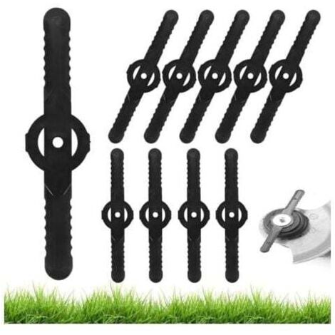 ZVD - Lot de 10 lames de tondeuse à gazon, accessoires de tondeuse de jardin, lames de rechange en plastique, outils de jardin, petit trou de 5 mm, pour tondeuse à gazon de jardin, débroussailleuse sa (1/4)