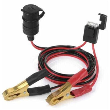 Connecteur allume-cigare femelle ZVD-12 V/24 V pour batterie, pince crocodile, câble d'extension de charge, 60 cm (1/4)