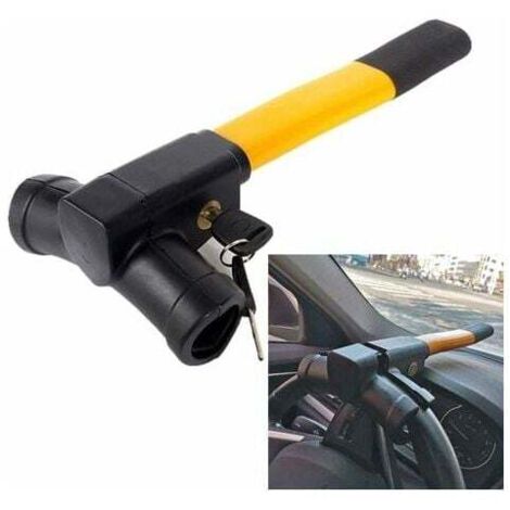 - serrure à clé Canne Antivol Voiture Verrouillage de Volant Barre de Volant Antivol de Sécurité Universelle Voiture Rétractable T-Lock