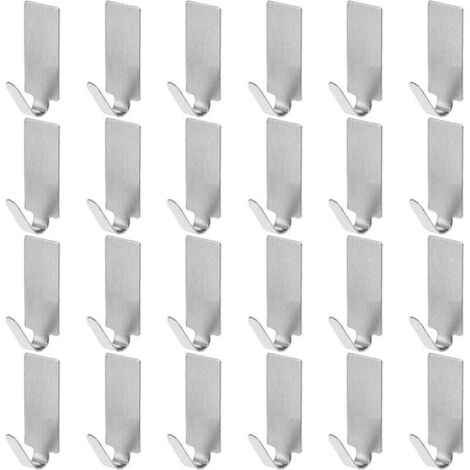 ZVD- 24pc Crochet adhésif Crochet en InoxCrochets Auto-adhésifs, Crochet Adhesif Mural, Porte Serviettes en Acier Inoxydable, pour Cuisine, Salle de Bains, Balconse, (1/4)