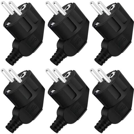 Prise Electrique, 6 Pièces Prise Electrique Male, Fiche Electrique Male 250V 16A, Prise Male Etanche Exterieur, pour Les Câbles de 8 à 10 mm Fiche Noir (1/4)