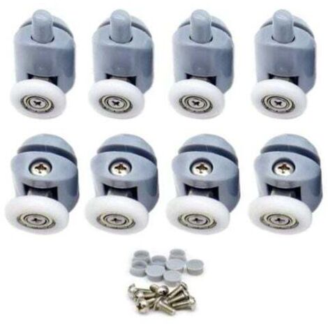 ZVD- Roulette Porte Coulissante,Roulette Porte Coulissante Douche 23mm Galets de Porte de Douche Roulettes Cabine de Douche pour Salle de Bain 8 Pcs (4 en Haut et 4 en Bas) (1/4)