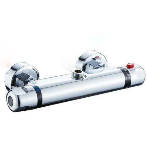 ZVD-Mitigeur Thermostatique de Douche, Robinet Murale avec Bouton Sécurisé à 38°C Anti-Brûlure, Chromé (1/4)