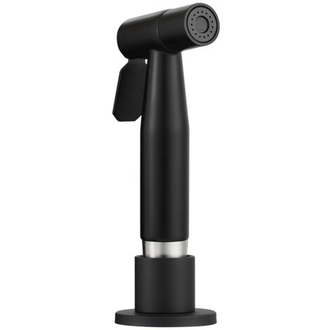 Pulvérisateur de robinet de cuisine en acier inoxydable avec douchette latérale et support de pulvérisation, noir (1/5)