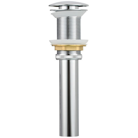 Bonde de Lavabo sans Trop Plein, Bonde de Lavabo Laiton Tirette, Bonde de Lavabo Pop Up, Chrome (1/5)