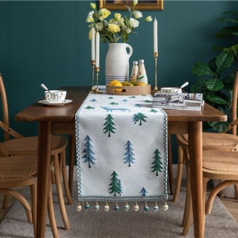 Christmas Table Runner Xmas Dining Table Linen Decoration with Tassels Cotton Blend Winter Holiday Decoration, ( 35 x 180 ) (1/5)
