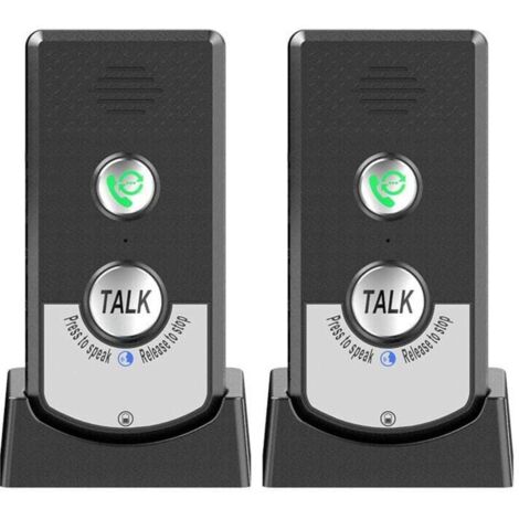 Lot de 2 interphones domestiques sans fil, appels bidirectionnels, interphone vocal portable sans fil ultra longue portée pour personnes âgées, communication inter-pièces, sonnette d'appel (1/4)