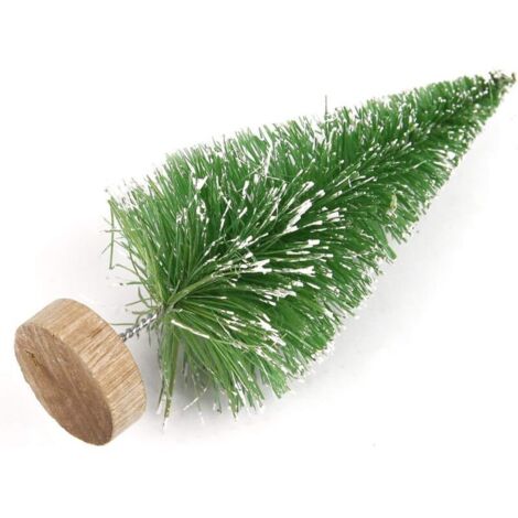 Lot De 9 Mini Sapins De Noël Artificiels Avec Effet Neige - 9,5/15/19 Cm, Base En Bois - Décoration De Table - 4