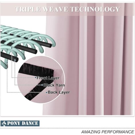 Rideau Occultant Thermique Rose – Isolation, Polyester épais, œillets, Pour Salon/chambre - 5