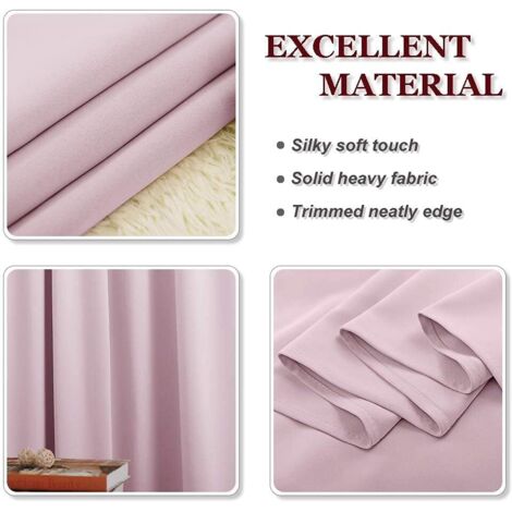 Rideau Occultant Thermique Rose – Isolation, Polyester épais, œillets, Pour Salon/chambre - 8