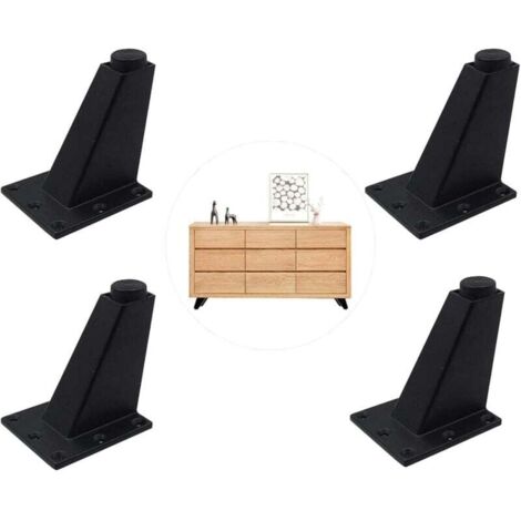 Pieds Réglables Meubles Jambes Cuisine Jambes Worktop Bar TV Bureau Table Jambes, Pieds Meubles Alliage d'Aluminium, pour Canapé Table Armoires éTagèRes, Facile à Installer Noir 4 Pièces (1/4)