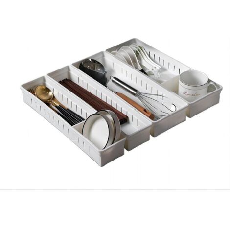 Support de rangement pour tiroir de cuisine gratuit, 2 grands + 2 petits – Support de rangement multifonctionnel idéal pour les ustensiles de cuisine et la papeterie [Énergie de qualité A] (1/4)