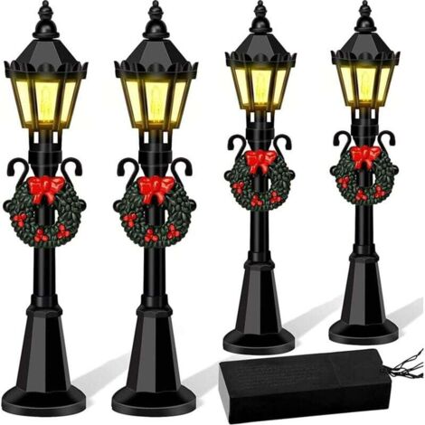 4 Pcs Noël Mini Réverbère Modèles, Dollhouse Streetlight Miniature Village Voie Lanterne Post pour DIY Micro Paysage (1/4)