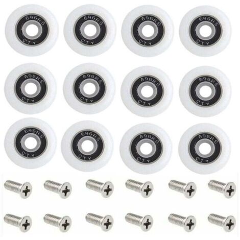 Roulettes de rechange pour porte de douche, ensemble de 1 avec vis, diamètre de 23 mm, motif Starlight. (1/4)
