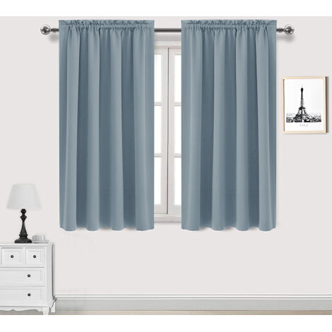 Lot de 2 Rideau Passe Tringle Tenture Opaque Décoration de Petite Fenêtre Chambre Placard/Porte/Cuisine, L132 x H160cm, Beige