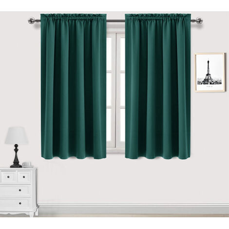 Lot de 2 Rideau Passe Tringle Tenture Opaque Décoration de Petite Fenêtre Chambre Placard/Porte/Cuisine, L96 x H160cm, Beige