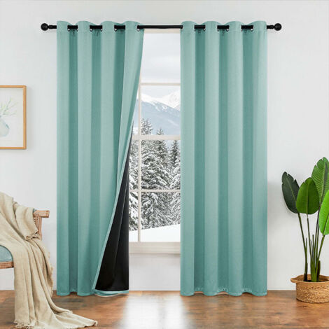 Rideau Occultant avec Œillets - Rideau Salon Moderne Lot de 2 Draperies Opaque Intérieurs pour Maison Chambre Tenture Occultante, Vert, L 106 et H 160cm