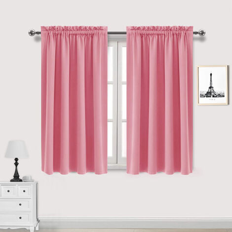 Lot de 2 Rideau Passe Tringle Tenture Opaque Décoration de Petite Fenêtre Chambre Placard/Porte/Cuisine, L96 x H213cm, Beige
