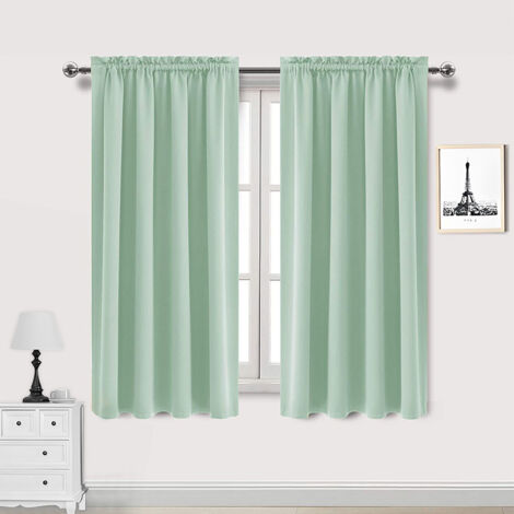 Lot de 2 Rideau Passe Tringle Tenture Opaque Décoration de Petite Fenêtre Chambre Placard/Porte/Cuisine, L132 x H160cm, Beige