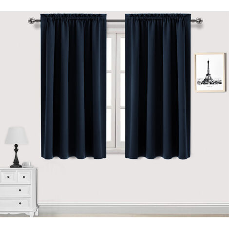 Lot de 2 Rideau Passe Tringle Tenture Opaque Décoration de Petite Fenêtre Chambre Placard/Porte/Cuisine, L106 x H213cm, Beige