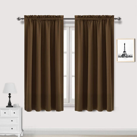 Lot de 2 Rideau Passe Tringle Tenture Opaque Décoration de Petite Fenêtre Chambre Placard/Porte/Cuisine, L96 x H160cm, Beige