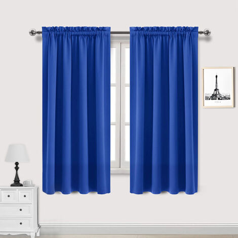 Lot de 2 Rideau Passe Tringle Tenture Opaque Décoration de Petite Fenêtre Chambre Placard/Porte/Cuisine, L132 x H137cm, Beige