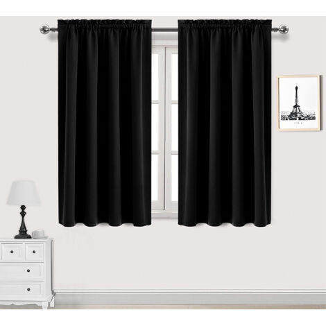 Lot de 2 Rideau Passe Tringle Tenture Opaque Décoration de Petite Fenêtre Chambre Placard/Porte/Cuisine, L106 x H137cm, Beige