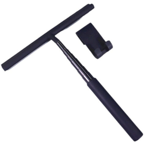 Raclette de douche à long manche - Raclette fixe de mise à niveau de douche noire 26.5-92.7 cm Raclette de fenêtre télescopique avec support Raclette de douche Raclette en silicone Raclette de cabine