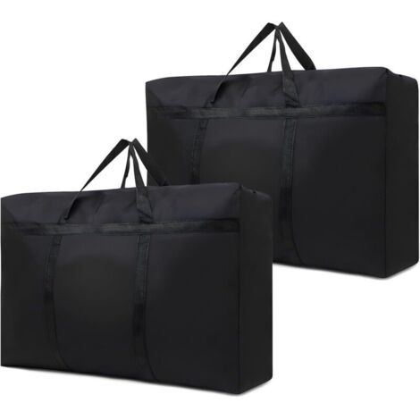 Lot de 2 grands sacs de rangement avec fermeture éclair, sacs de déménagement, sacs de rangement sous le lit, sacs de rangement imperméables pour déménagement, couette, couvertures, oreillers (1/4)