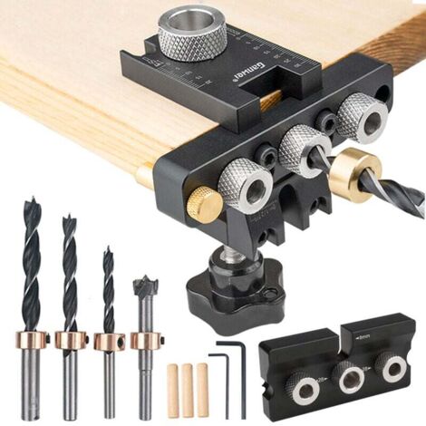 Précision poinçonnage Locator Cam Jig 3 In 1 Dowelling Jig bois trou de forage Guide (1/4)