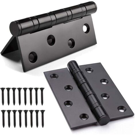 8Pcs Charniere Porte Lourde, Exterieur Charnière Inox,Paumelles Charniere Porte Bois Charnières Acier Inoxydable Connecteurs Maison Pour Maison Meubles Matériel Armoire Garde Porte Tiroir (Black) (1/4)