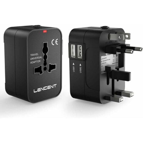 Adaptateur de Voyage, Adaptateur Universel Prises Anglaise/Europe/Americaine/Australie Prises de Voyage Internationale avec 2 Prise électrique USB pour Plus de 200 Pays (1/4)