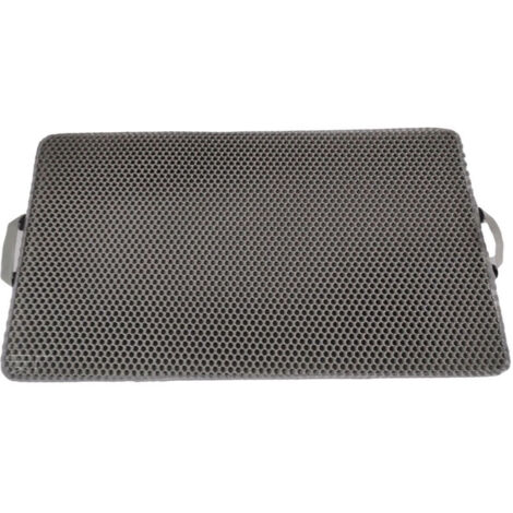 ZVD Tapis de litière pour chat double couche EVA,TTampon de nettoyage lavable pour bac à litière pour chat - 55x75cm Gris (version plate avec poignée) (1/4)