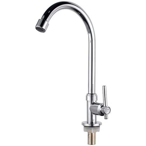 ZVD 1 pc Robinet de cuisine à poignée unique, mitigeur de cuisine en acier inoxydable, robinet de cuisine pivotant à 360° (1/4)