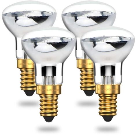 Ampoule lave blanc chaud 25W E14 R39, ampoule réfléchissante blanc chaud, petite ampoule à vis Edison SES pour projecteur (paquet de 4) (1/4)