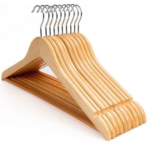 ZVD Cintres en bois pour vêtements, chemises, robes, pantalons, antidérapants, 10 pièces-44.5cm (1/4)