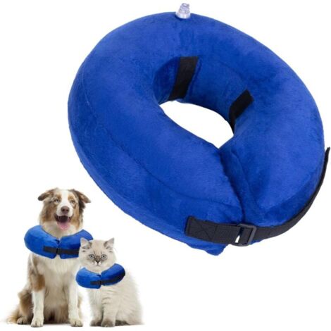 ZVD Collier gonflable conique pour chiens et chats, collier de protection réglable avec velcro, adapté aux animaux de compagnie, chats et chiens après une intervention chirurgicale ou une blessure (bl (1/4)
