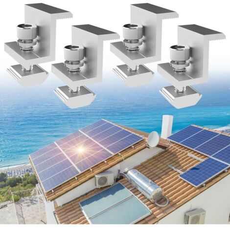 ZVD Panneau solaire,Supports de Pince de Bord de Panneau Solaire,4PCS Fixation de Panneau Solaire pour Panneau Solaire, pour Hauteur de Module 30MM - RWPanneau solaire (1/4)