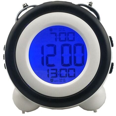 ZVD Réveil Intelligent, Lampe de Chevet en métal à Double Cloche, veilleuse avec capteur Intelligent, réveil électronique, Horloge Lumineuse pour Enfant (Noir) (1/4)