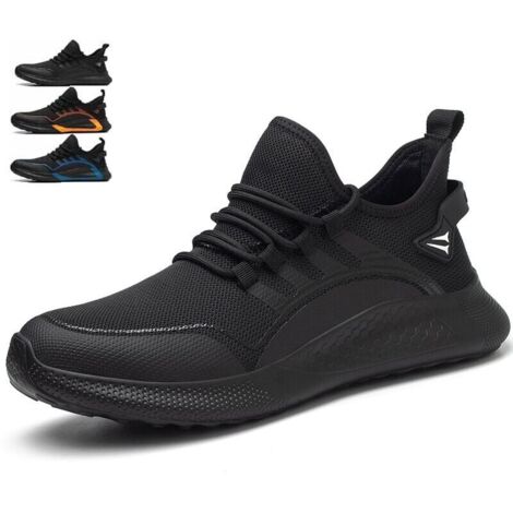 ZVD Chaussures de sécurité pour hommes et femmes, antichocs, antiperforation, respirantes et légères, chaussures de travail à embout en acier Noir Taille 38 (1/4)