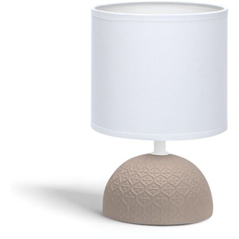 ZVD Lampe de chevet en céramique, abat-jour en tissu, E14, style vintage, rétro, amusant (1/4)