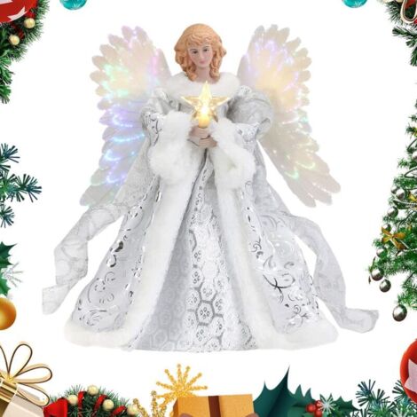 ZVD Autre décoration pour Noël,Pic d'arbre de Noël en forme d'ange - Décoration d'arbre de Noël- Figurine d'ange éclairée par LED (1/4)