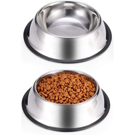 ZVD Lot de 2 gamelles en acier inoxydable pour chien - Antidérapantes et empilables-D22.5H5.2cm (1/4)